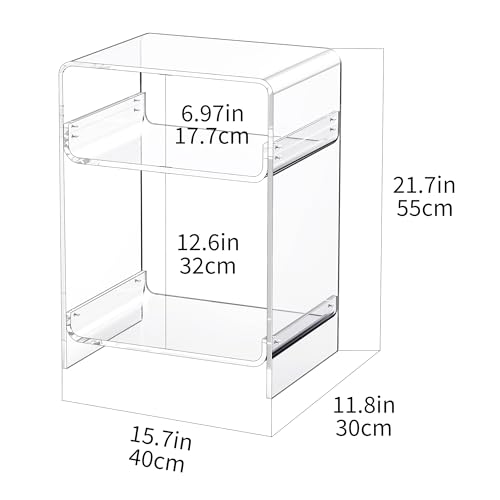 Acrylic Record Player Table with Storage Shelf (Clear / Medium)