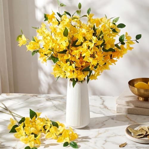 30 Pcs Fake Bougainvillea Bulk Silk Flower UV Resistant (Yellow)