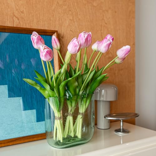 15pcs Artificial Tulips Flowers (15pcs Baby Pink (No Vase))