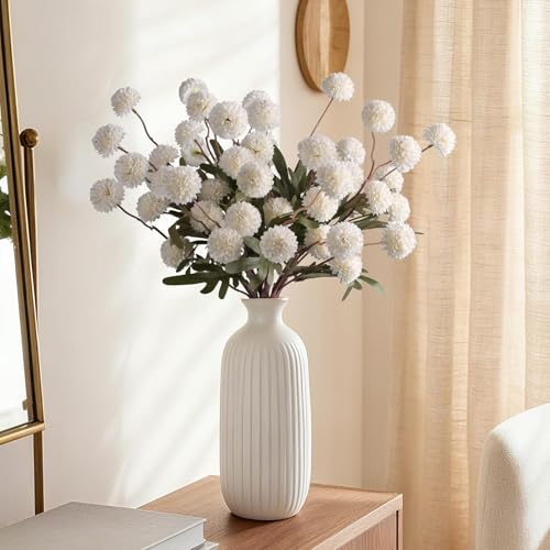 8 Pcs Fake Mums Kiku Flowers Artificial Bulk (8pcs-white)
