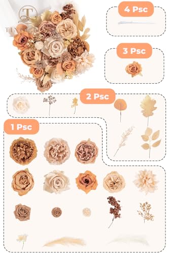 Boho Artificial Flowers Box Combo Nude Wedding Decor (Nude Color & Pale Coffee)