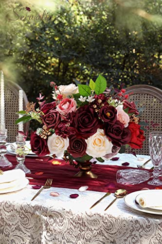 Burgundy Artificial Flowers Combo (Burgundy Champagne / 1 Box)