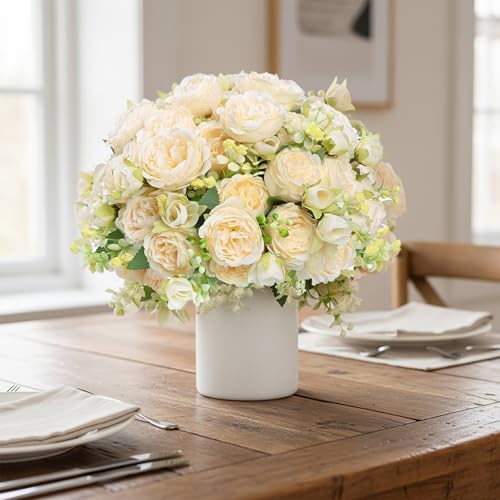12pcs Peonies Artificial Flowers Bouquet (Champagne)