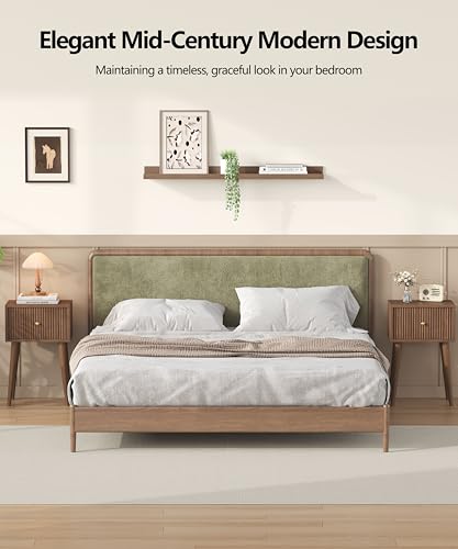 Small Nightstand Set 2 Fluted Wooden Nightstands Wood Legs Walnut (Walnut)