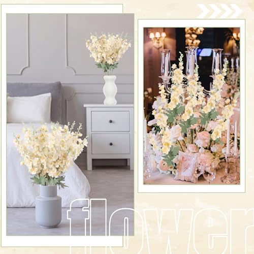 24 Pcs Champagne Delphinium Artificial Flower Bulk (34.25" / Champagne)