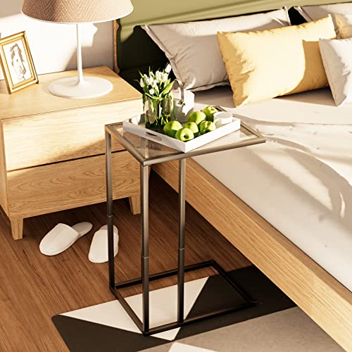 C Table Glass End Table (Black)