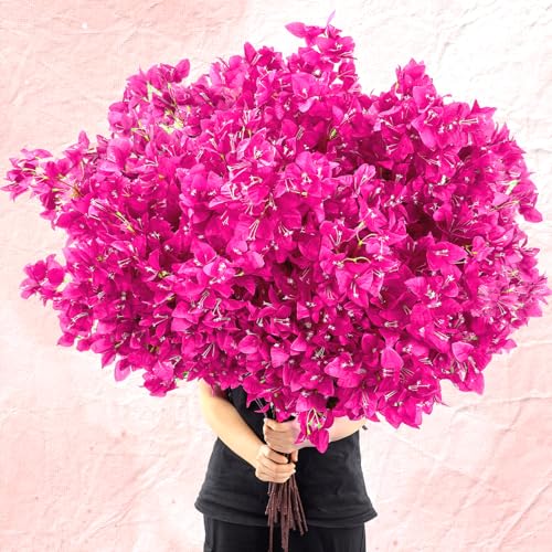 30 Pack Artificial Bougainvillea Bulk Silk Flower (Rose Purple)