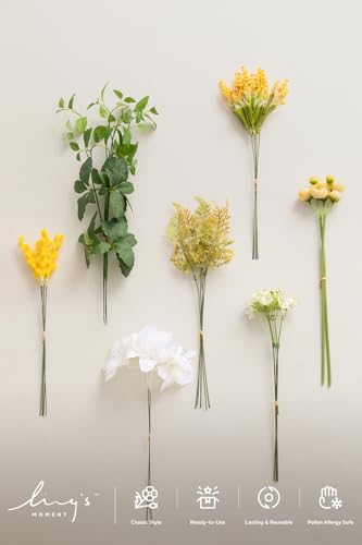 Artificial Faux Greenery Stems 30pcs Yellow Fake Greenery (Ylw-lemonade Yellow)