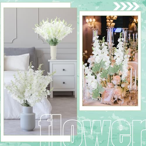 36 Pcs White Delphinium Artificial Flower Bulk (34.25" / White)