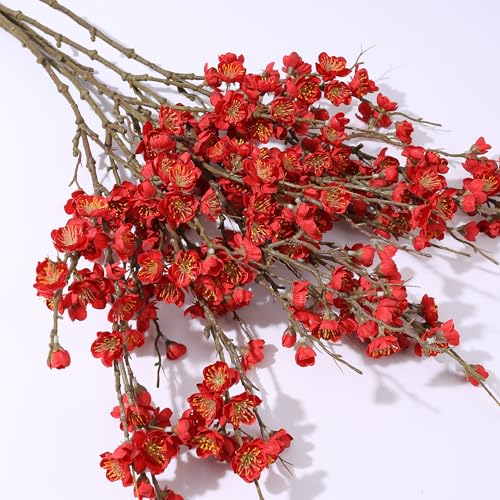 6 PCS Artificial Cherry Blossom Branches Spring Indoor Decoration (A-red)