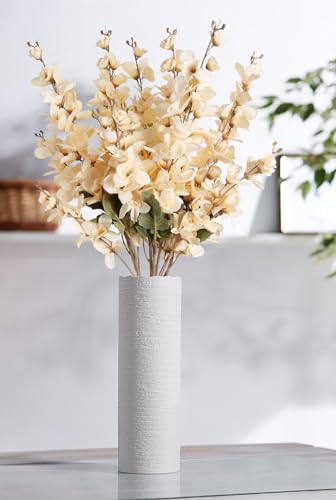6PCS Champagne Delphinium Artificial Flower Lifelike Faux Larkspur Silk Flowers Plant 35.43'' Long Stem Blossoms Flowers for Tall Vase Floral Arrangements Home Table Wedding Decor (Champagne)
