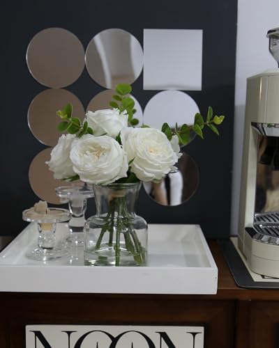 Artificial White Roses in Vase with Water (White Simulated Rose With Vase)