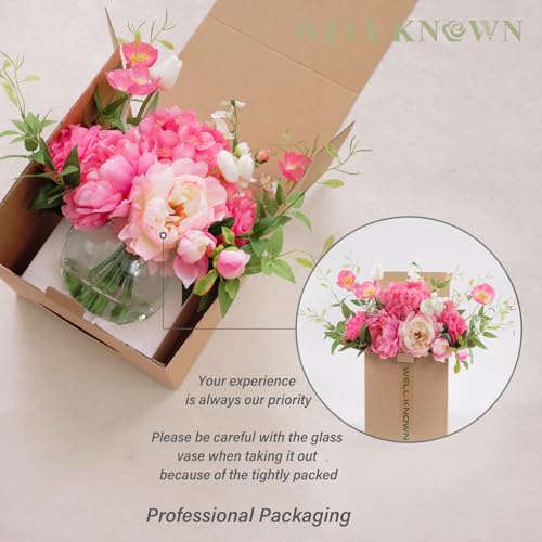 Artificial Flowers in Vase (Mix Peony-fuchsia)