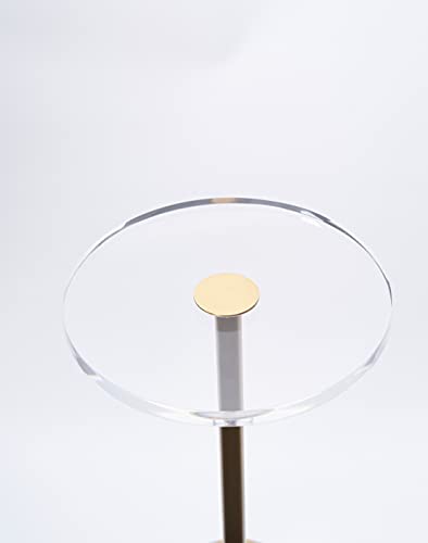 12‘’Clear Acrylic Side Table for Office (Brushed Brass +Clear)