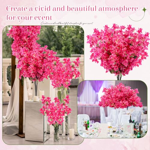 16 Pack Artificial Bougainvillea Bulk Silk Flower (Rose Purple)