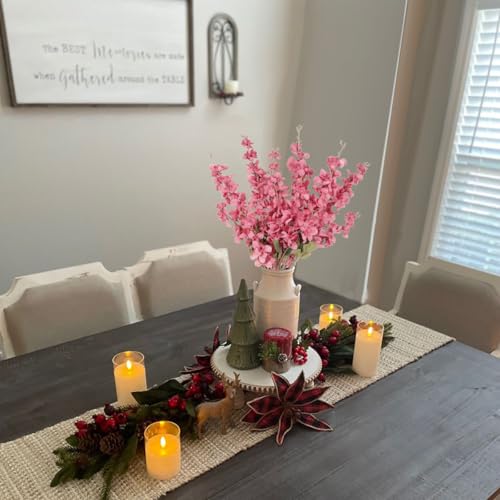Hot Pink Delphinium Artificial Flower 6PCS Lifelike Silk Larkspur Flowers Plant 35.43" Long Stem Blossoms Fake Flowers for Tall Vase Floral Arrangements Home Table Wedding Decor (Hot Pink)