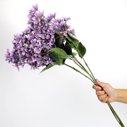 4PCS 29.2inch Lilac Artificial Flowers Purple Fake Delphinium Long Stem Silk Real Touch Flower Faux Lilac Floral Arrangement for Tall Vase Table Wedding Garden Home Decoration(Purple) (29.2inch Purple / 4 Pcs)