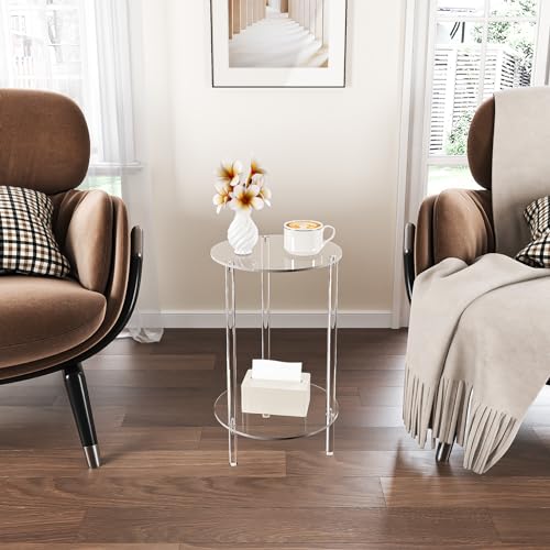 2 Tier Acrylic Side Table for Small Spaces