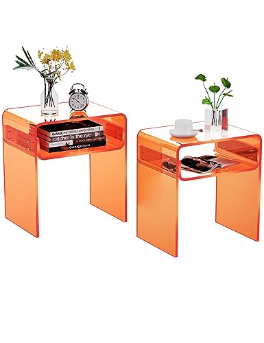 Clear Acrylic End Table 2 (Orange Double)
