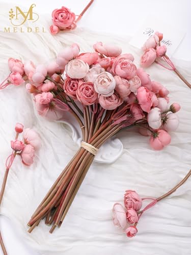 32Pcs Dusty Rose Ranunculus Artificial Flowers for DIY Home Wedding (Dusty Rose)