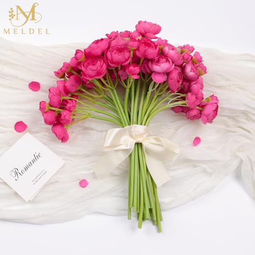 32Pcs Rose Red Ranunculus Artificial Flowers Home Wedding Decor (Rose Red)