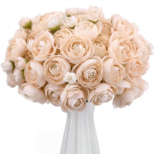 48 Pcs Ranunculus Artificial Flower (Champagne)