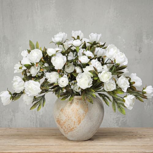 Faux Silk Peony Artificial Flowers Stem for Vase (Beige)