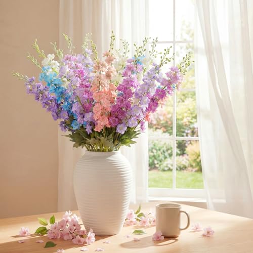 20 Delphinium Artificial Flowers 33.5" Long Stem (Mixed Color)
