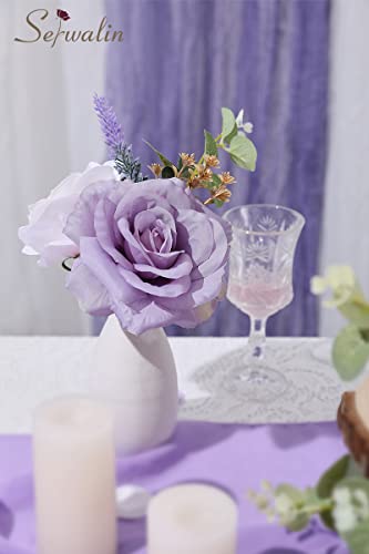 Artificial Flowers Combo Blue Fake Flowers for Wedding Home Decor (Purple White / 1 Box)