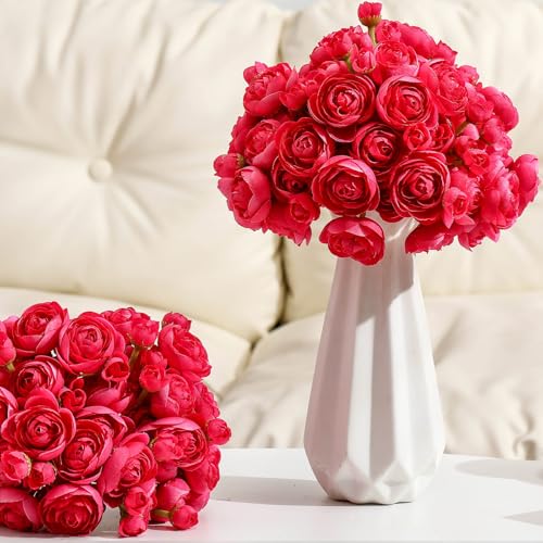48 Pcs Ranunculus Artificial Flower (Hot Pink)