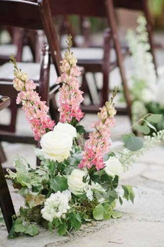 Pink Silk Delphinium Flowers Combo Clematis Greenery 8pcs Long Stem Pink Fake Larkspur Flowers Floral Arrangements for Tall Vase Table Party Home Decor (Pink)
