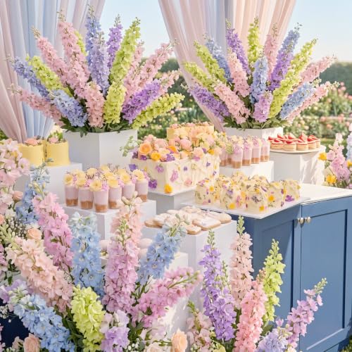 50 Pcs Pastel Delphinium Artificial Flower Bulk (34.25" / Pastel)