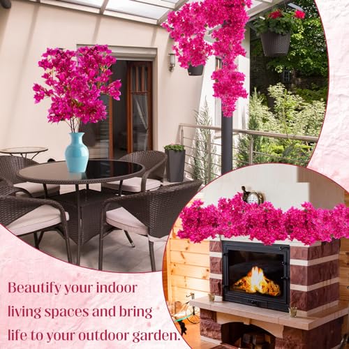 16 Pack 38" Artificial Bougainvillea Silk Stems (Rose Purple Red,)