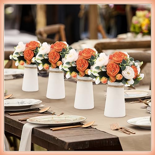24 Bundles Artificial Peonies Flowers (Orange, White)