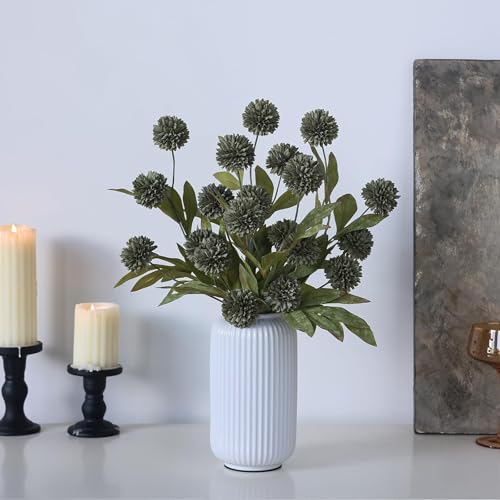 12 Pcs 27"Artificial Pompon Mum Silk Flower Stems for Vase (Dark Gray)