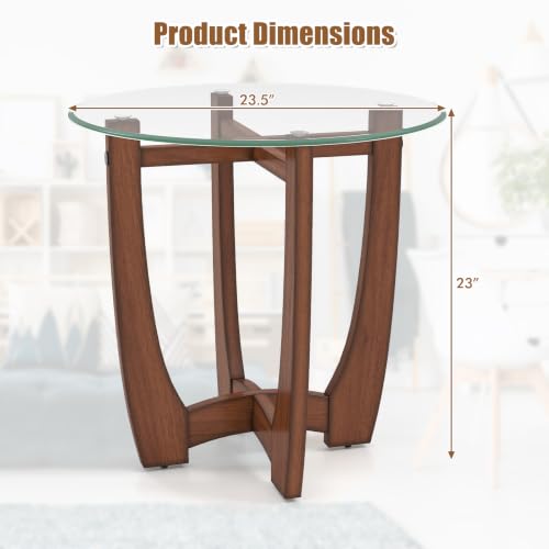 Glass End Table Set 2 (Walnut)