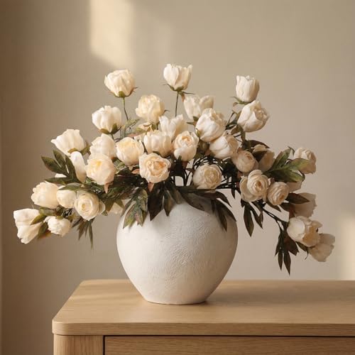 Faux Silk Peony Artificial Flowers Stem for Vase (Light)
