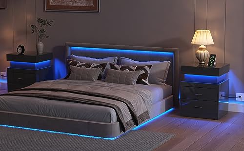 LED Nightstand Set of 2 (Black / 2 Pack)