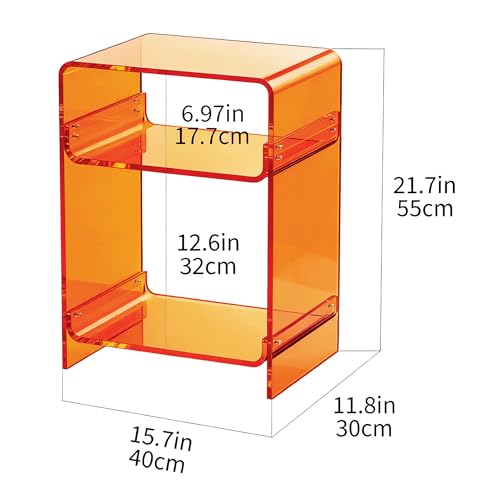 Acrylic Record Player Table with Storage Shelf (Orange / Medium)