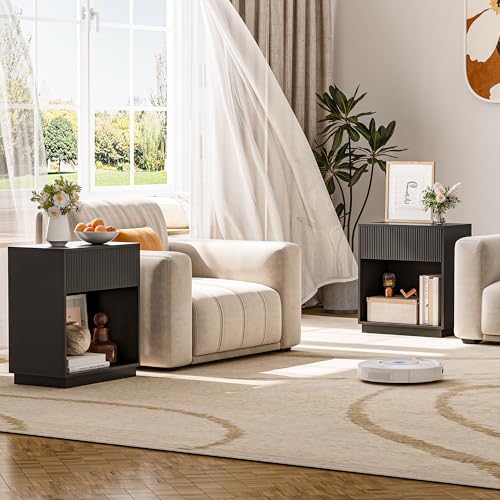 Fluted Nightstands Set of 2 (Black)