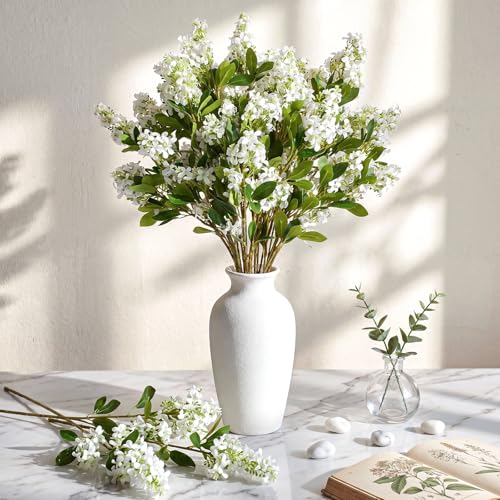 20 Pcs 30" Artificial Lilac Flowers Fake Delphinium Antirrhinum Stem Silk Artificial Flower Branch Floral Arrangement for Vase Centerpieces Wedding Bouquet Home (White)