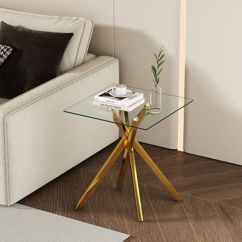 Glass End Table (Gold)
