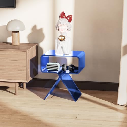 Acrylic Nightstand Bedside Side Table (Dark Blue)