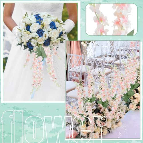 24 Pcs Pink Delphinium Artificial Flower Bulk (34.25" / Pink)