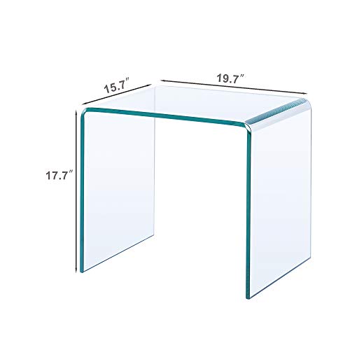 Glass End Side Table for Living Room Nightstand Bedside Table Small Coffee Table (20x16x18)