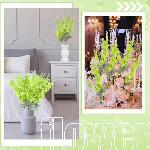 24 Pcs Green Delphinium Artificial Flower Bulk (34.25" / Green)