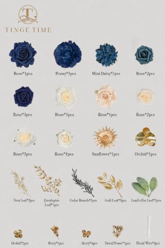Navy Blue Artificial Flowers Combo (Navy Blue)