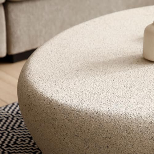 43" Fiberglass Elliptical Matte Coffee Table with Round Edge Design (Cream White / 43"(Elliptical))