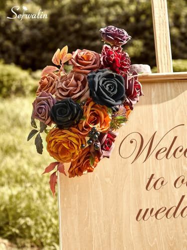 Orange Purple Artificial Fall Flowers Combo (A Athens Orange Purple / 1 Box)