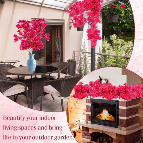16 Pack Artificial Bougainvillea Bulk Silk Flower (Rose Red)